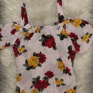 shoulder string floral top